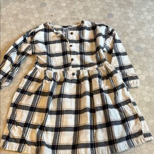 Carter's Black and White Pleated Casual Dress with Mandarin Collar